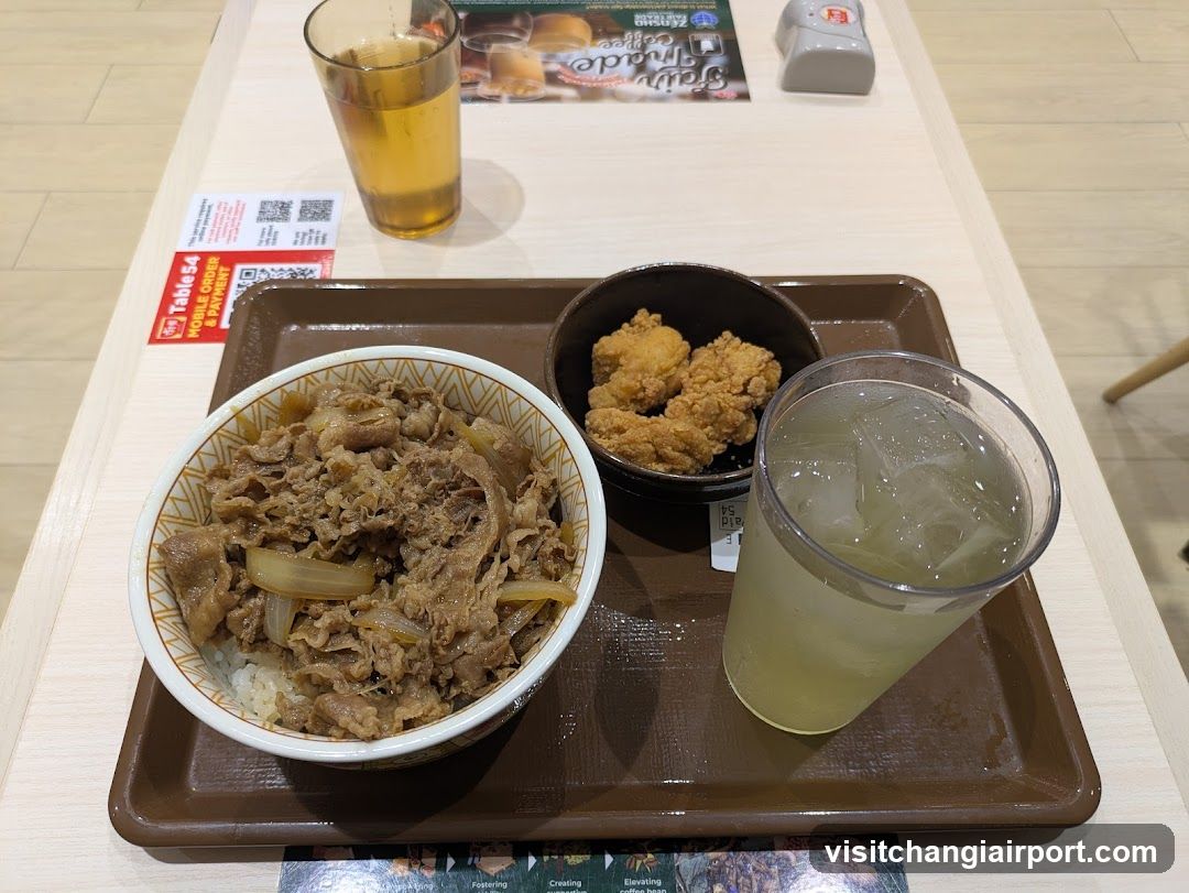 Bento Tray with Beef Rice and Fried Chicken