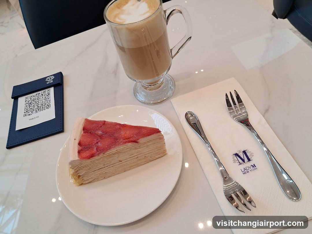 Cafe Table Setting with Cake and Coffee