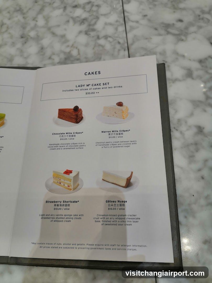 Lady M Cake Set Menu