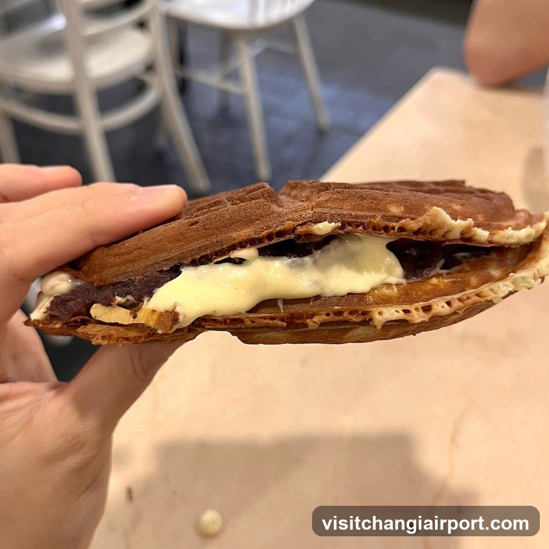 Waffle Sandwich with Cream and Red Bean Filling