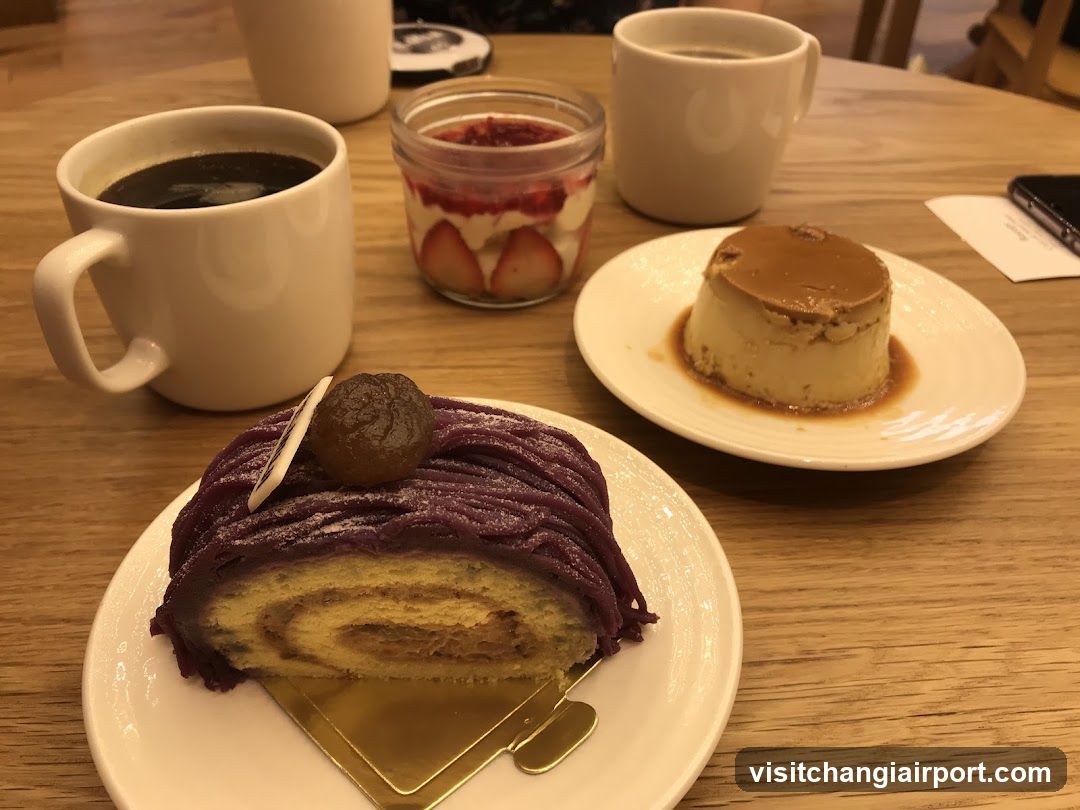Cafe Table Setting with Desserts and Coffee
