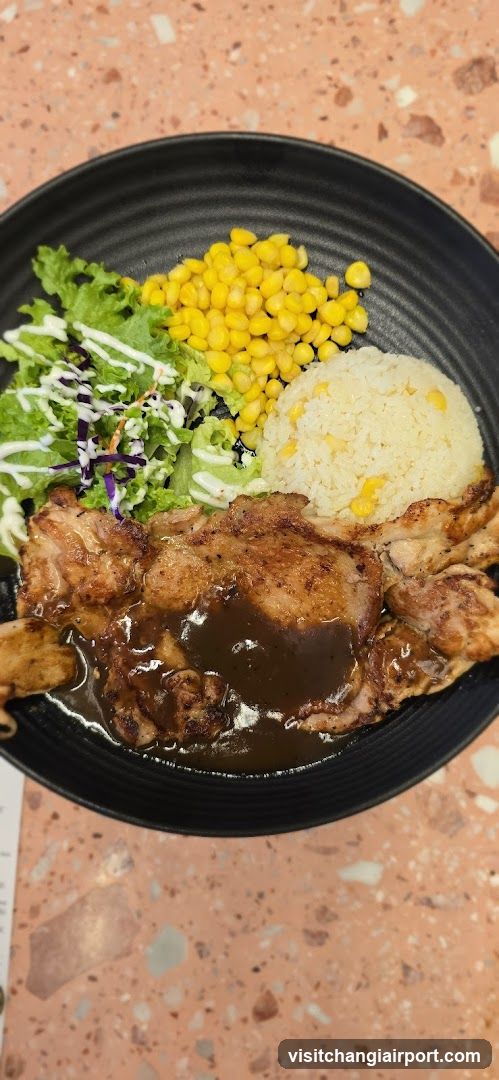 Pork Chop with Rice and Salad