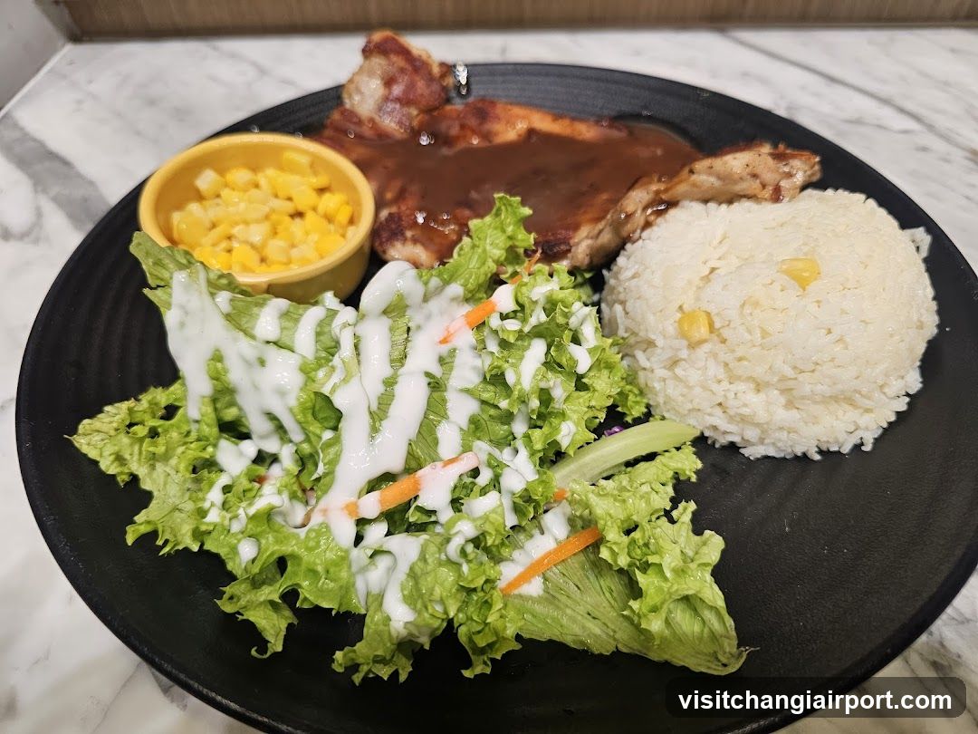 Grilled Chicken with Rice and Salad