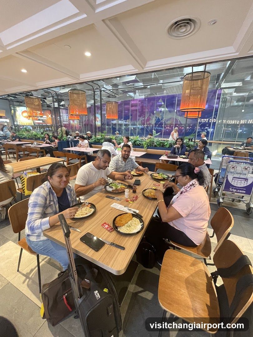 Diners at Airport Food Court