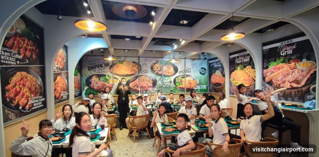 Restaurant Interior with Students