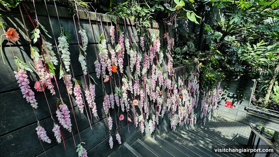 Flower-adorned staircase