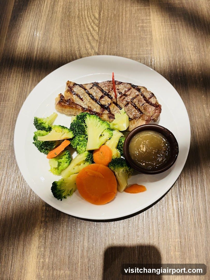 Grilled Steak with Vegetables and Sauce