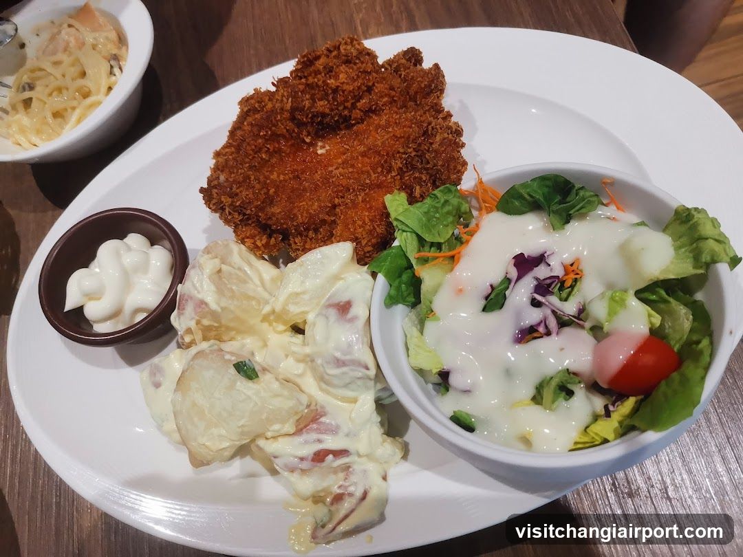 Breaded Chicken Meal with Salad and Potato Salad