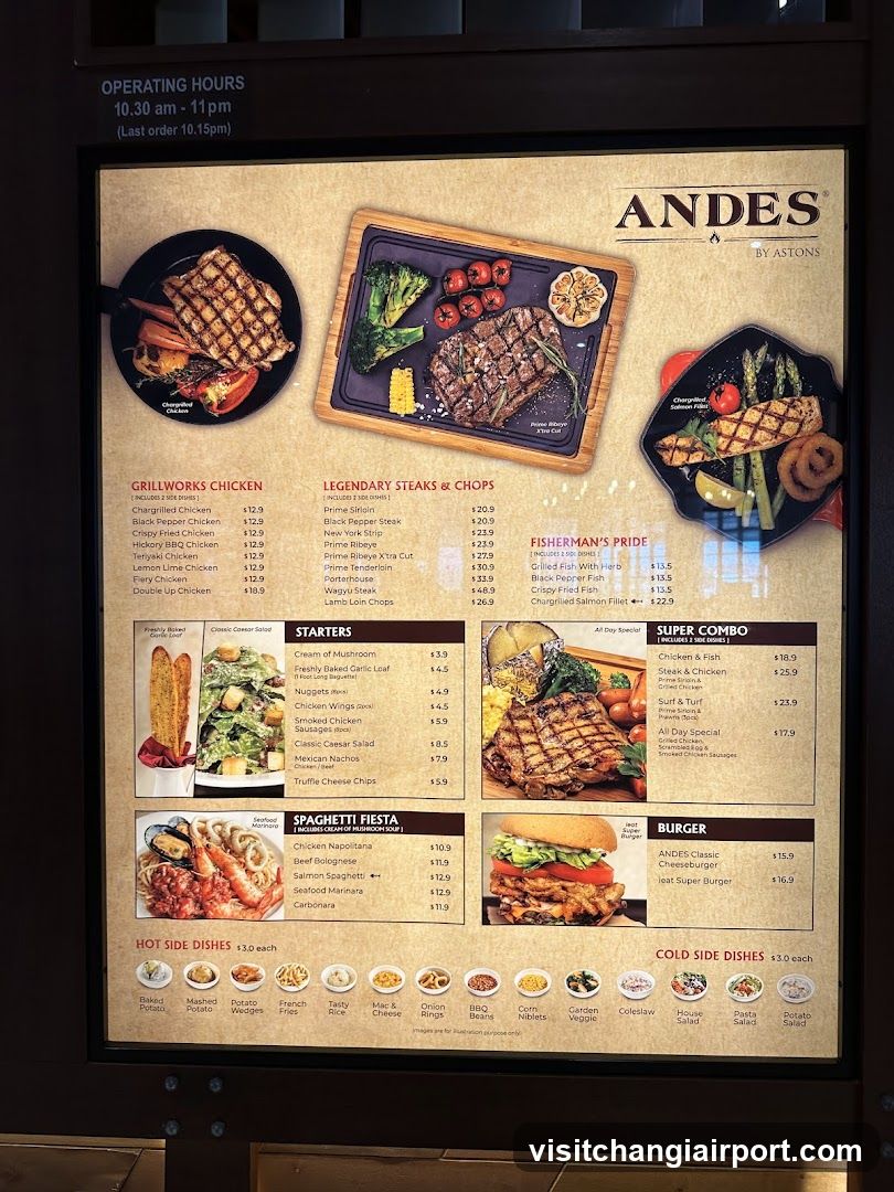 Andes by Astons Menu Board