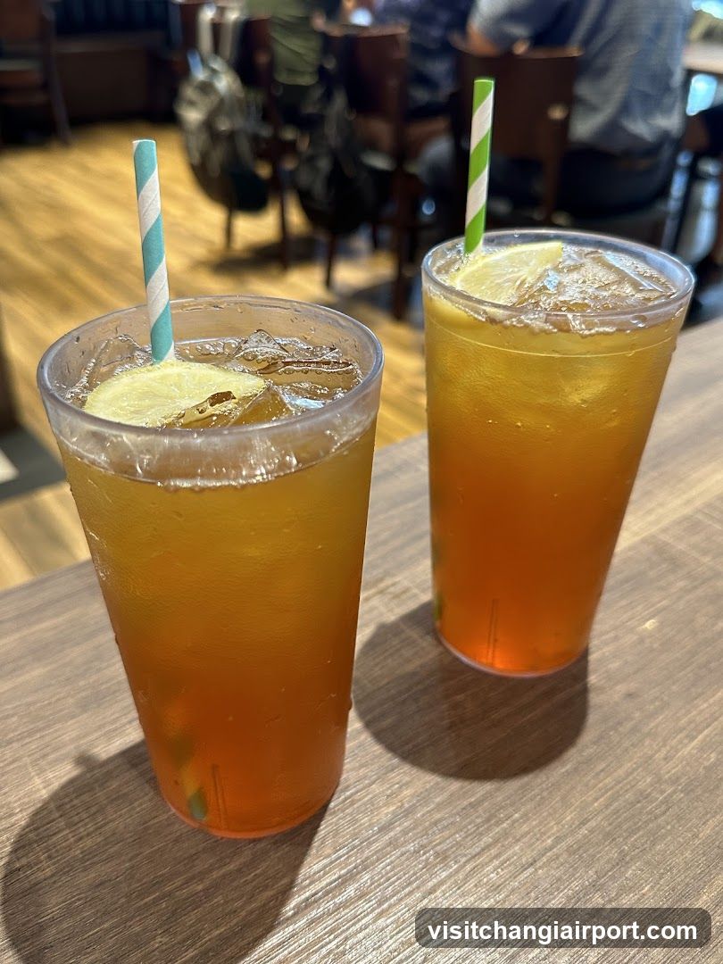 Two Iced Tea Drinks with Straws