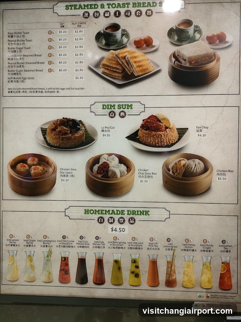 Steamed & Toast Bread, Dim Sum, Homemade Drink Menu
