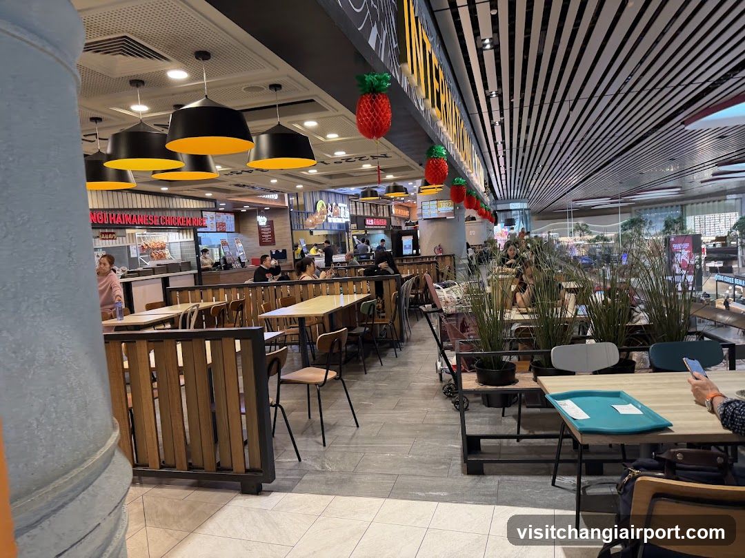 Food Court Interior with Decorative Pineapples