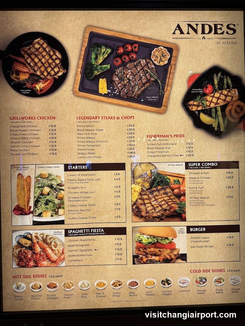 Andes by Astons Menu Board