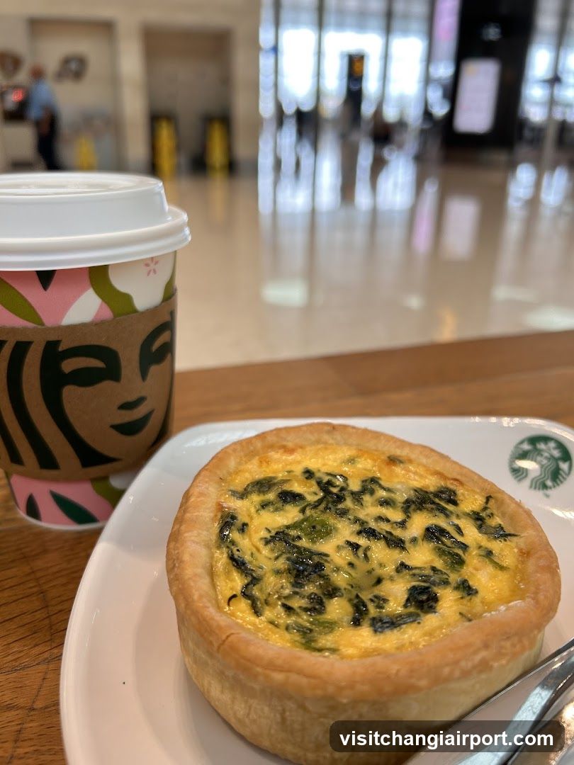 Starbucks Quiche and Coffee
