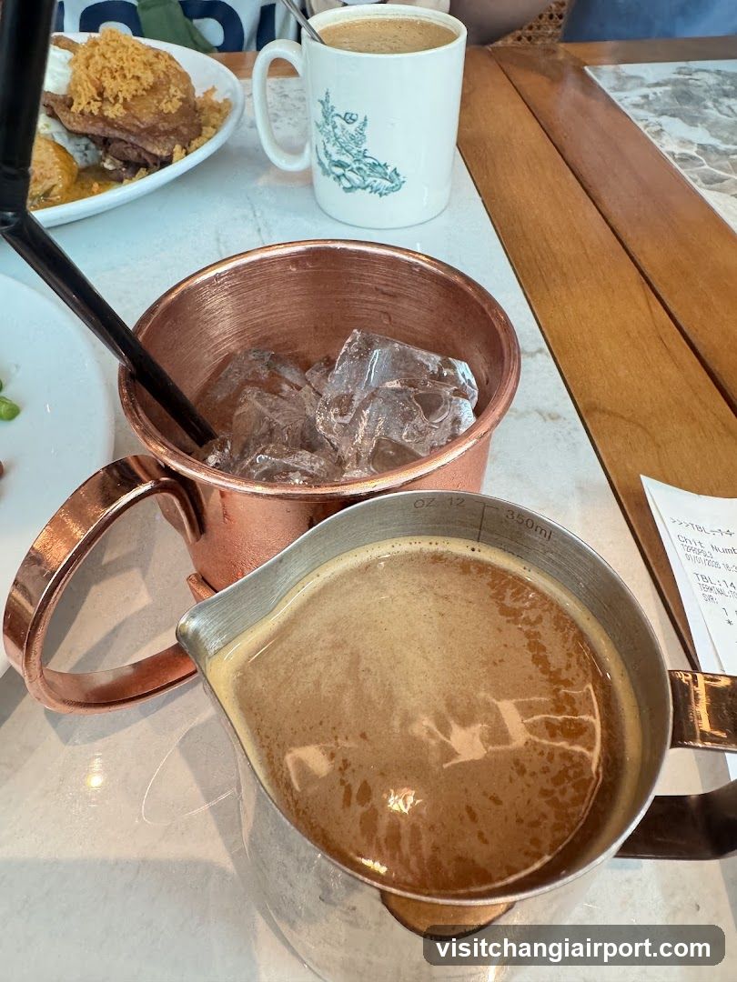 Copper Coffee Mugs and Food