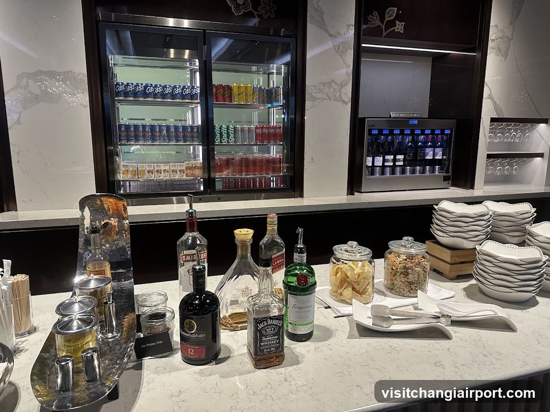 Bar Counter with Beverages and Snacks