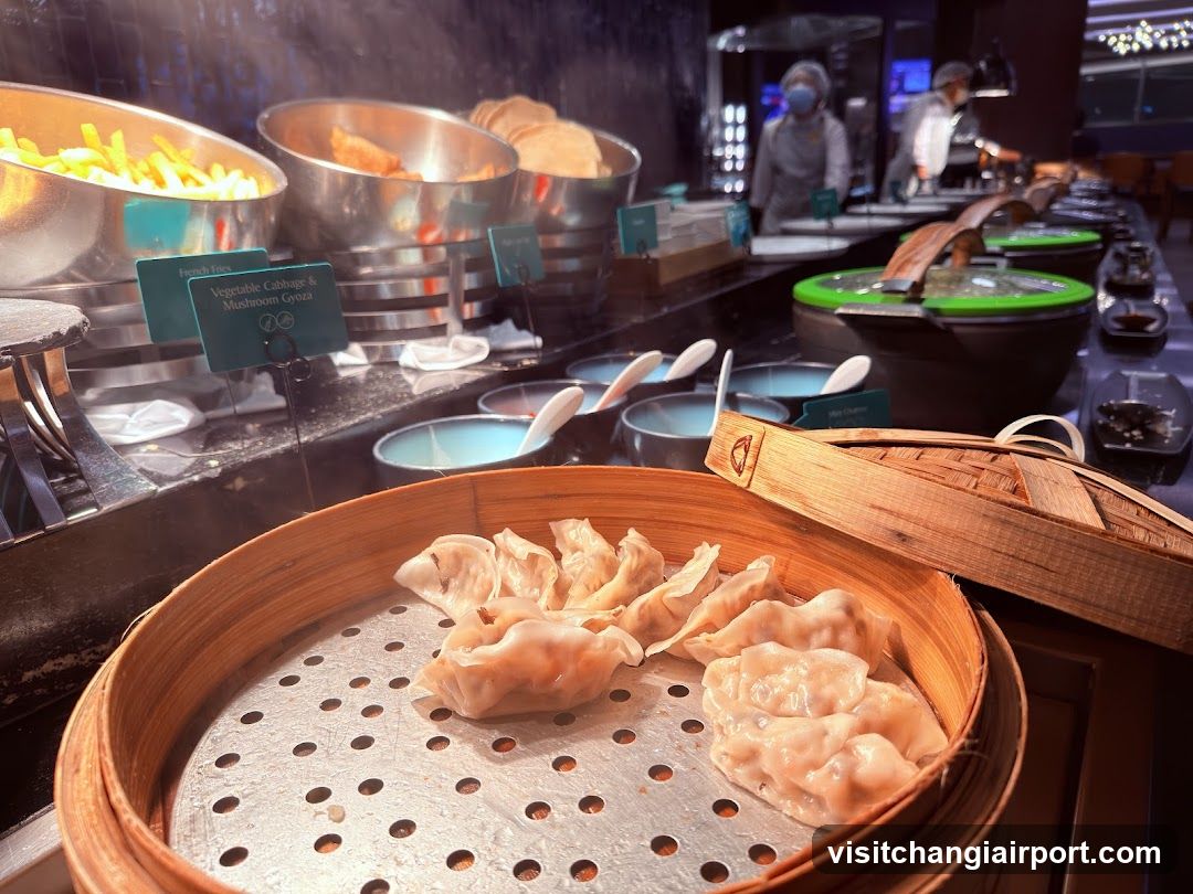Dumplings and Buffet Food Display