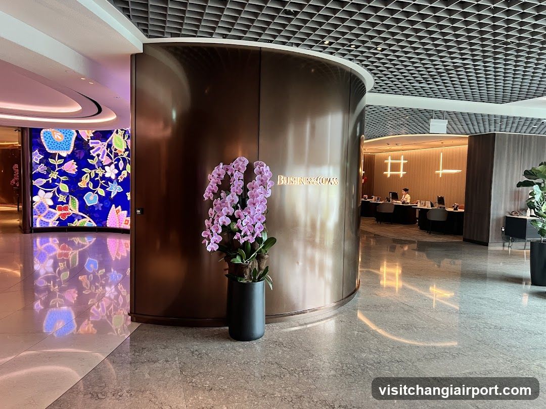 Modern Lobby Interior with Floral Display