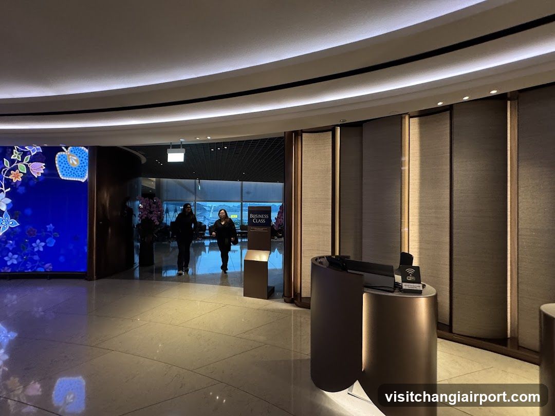Lobby Interior with Digital Art and Staff