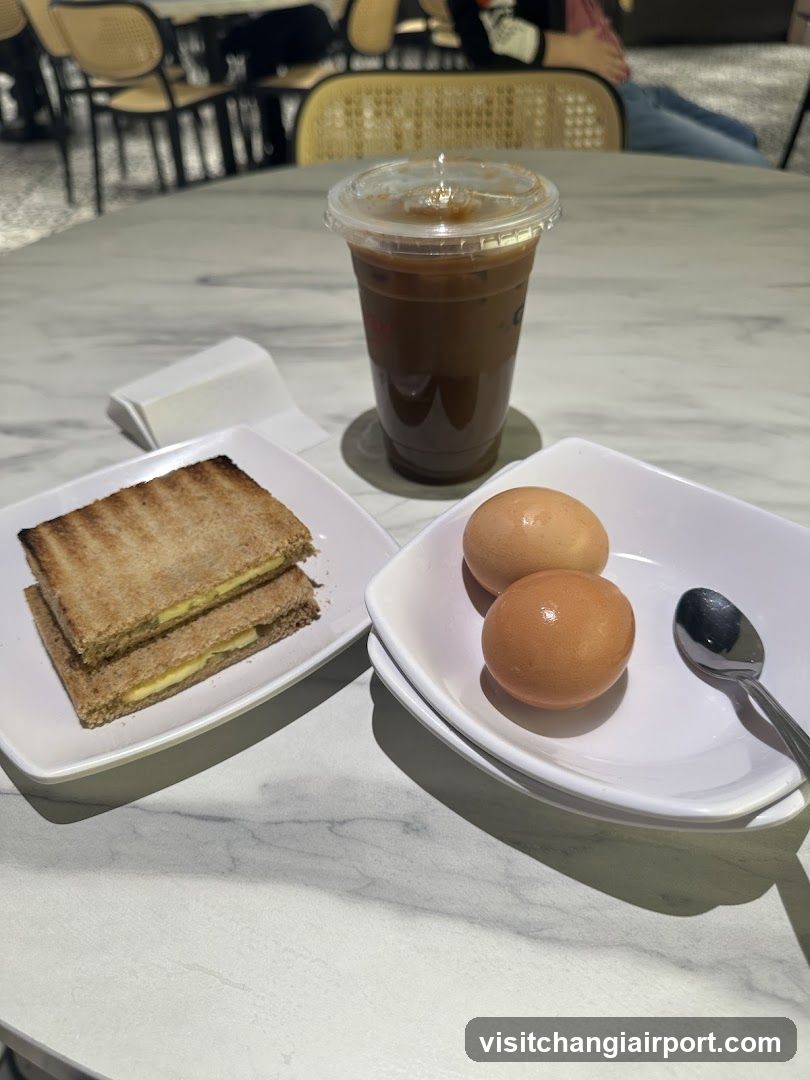 Breakfast Meal with Toast and Eggs
