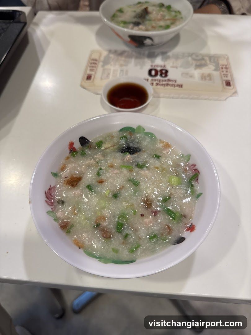 Congee with condiments and packaging