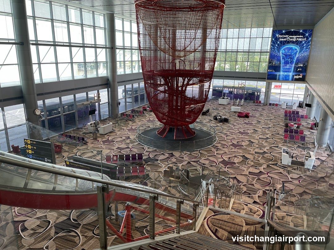 Airport Terminal Interior with Art Installation