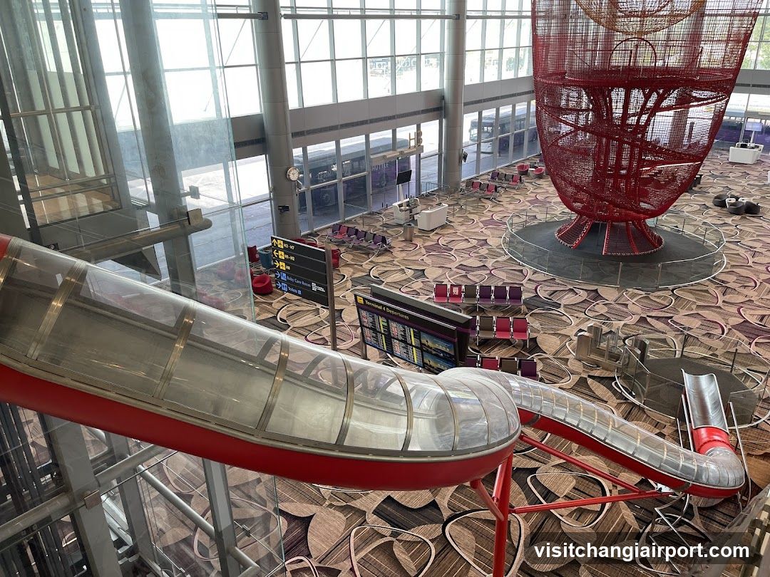Airport Terminal Interior with Art Installations