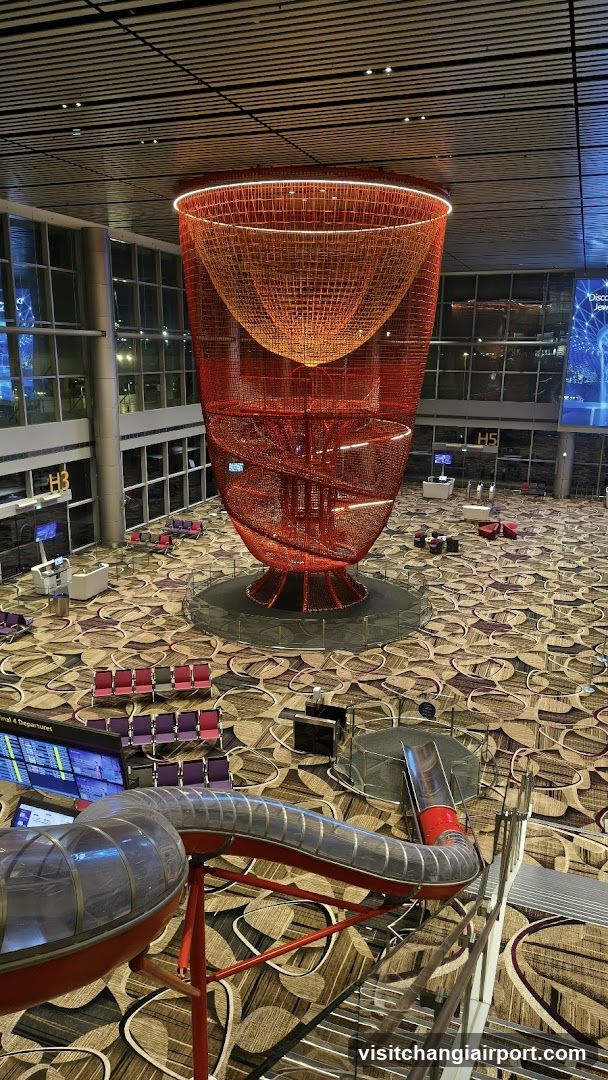 Airport Terminal Interior with Art Installation
