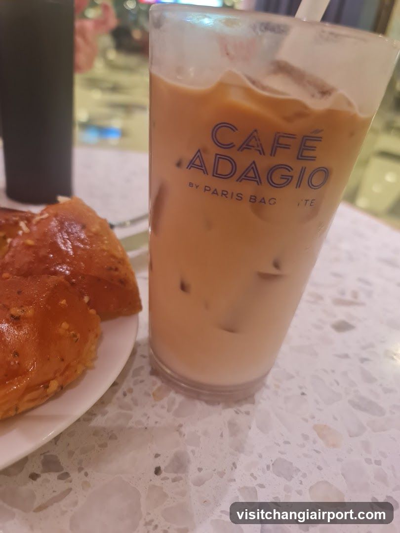 Café Adagio Iced Coffee and Pastry