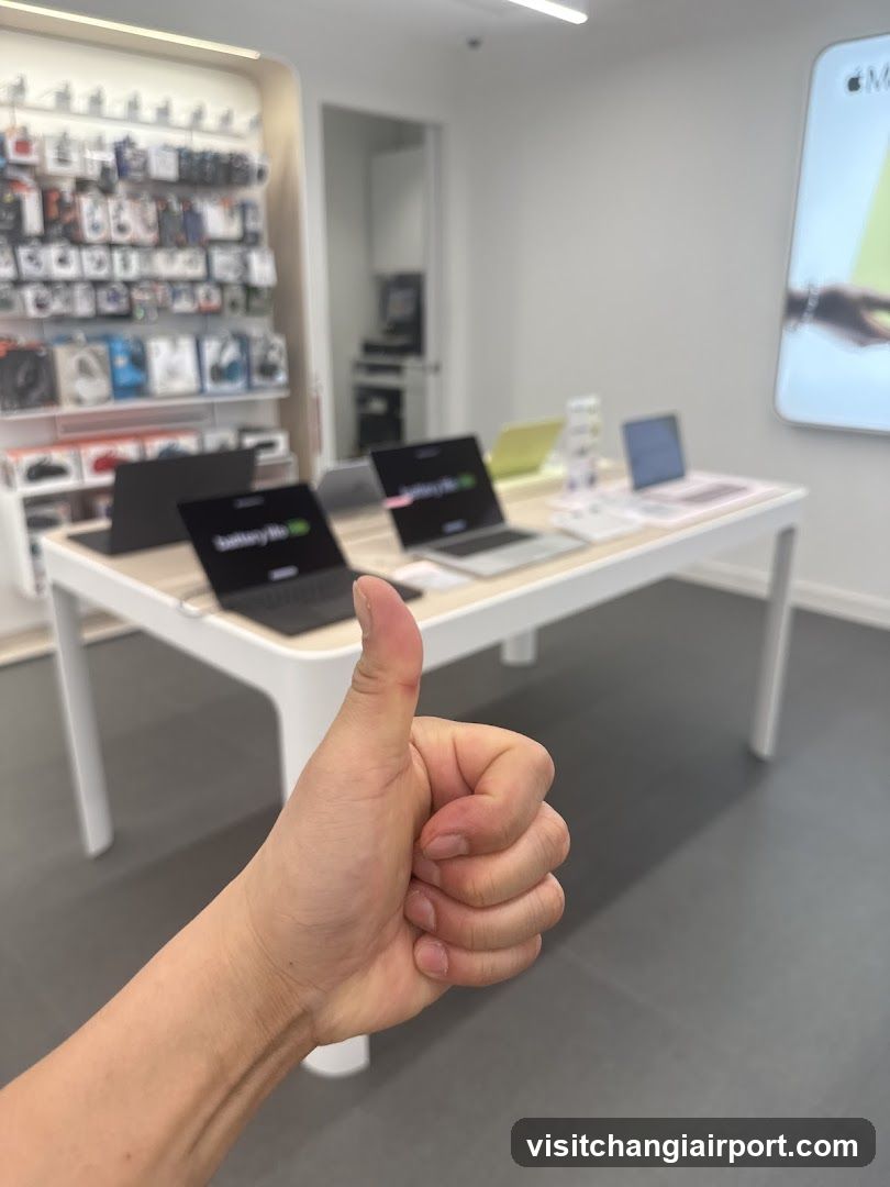 Tech Store Interior with Laptops and Accessories Display