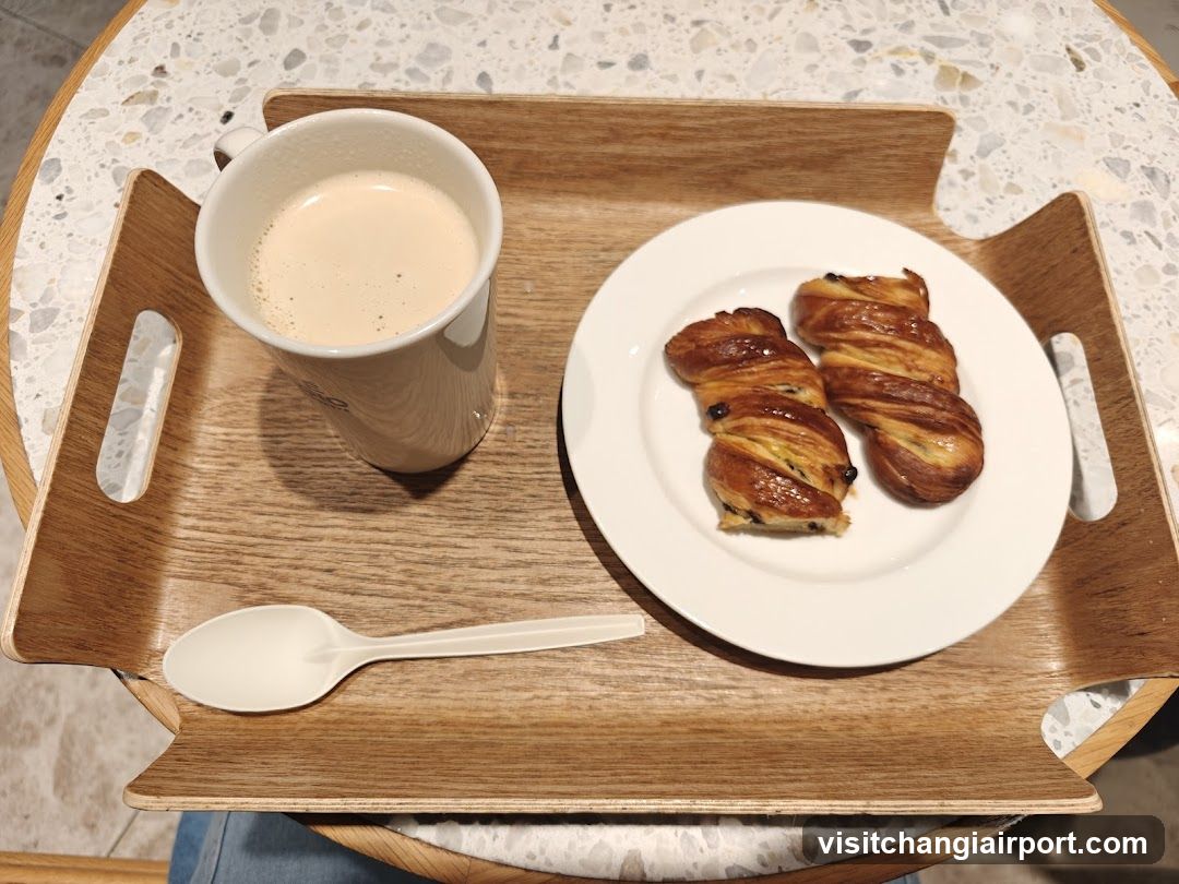 Breakfast Tray with Pastry and Coffee