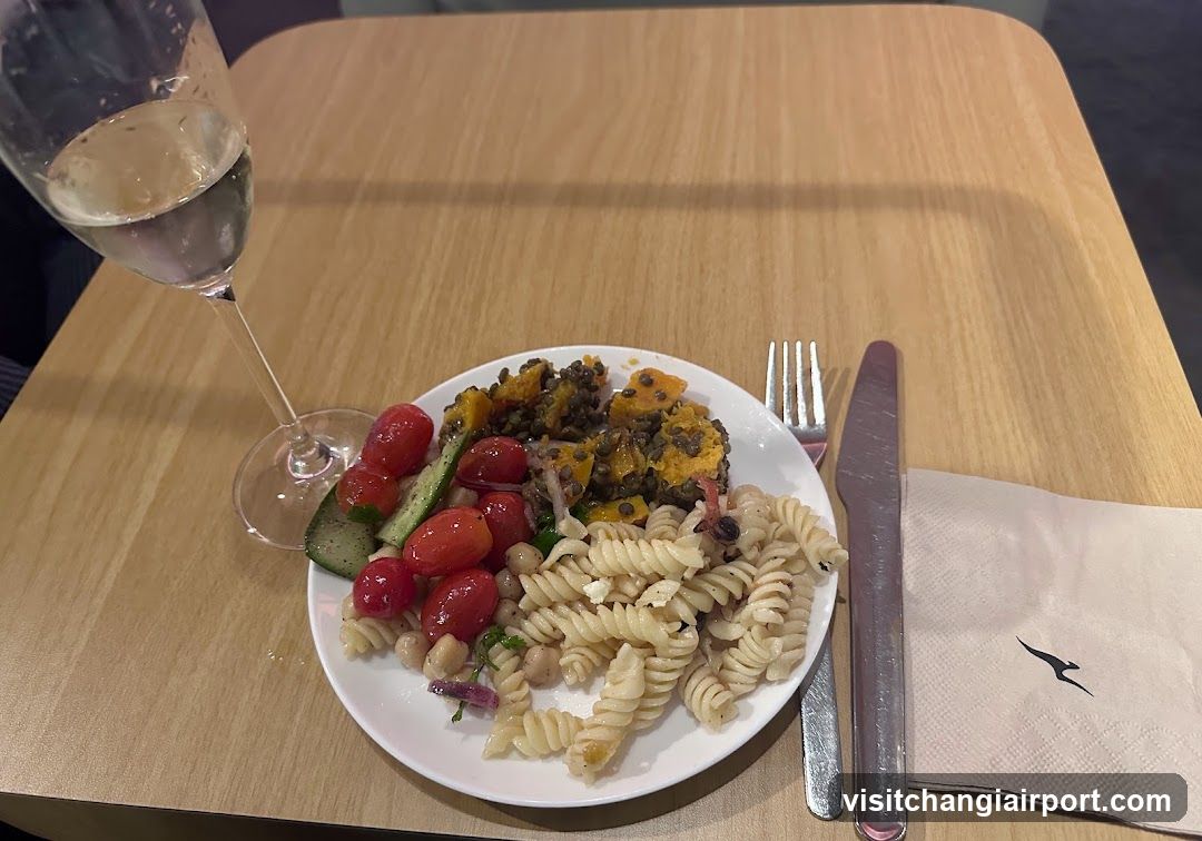 Aircraft Meal on Wooden Table