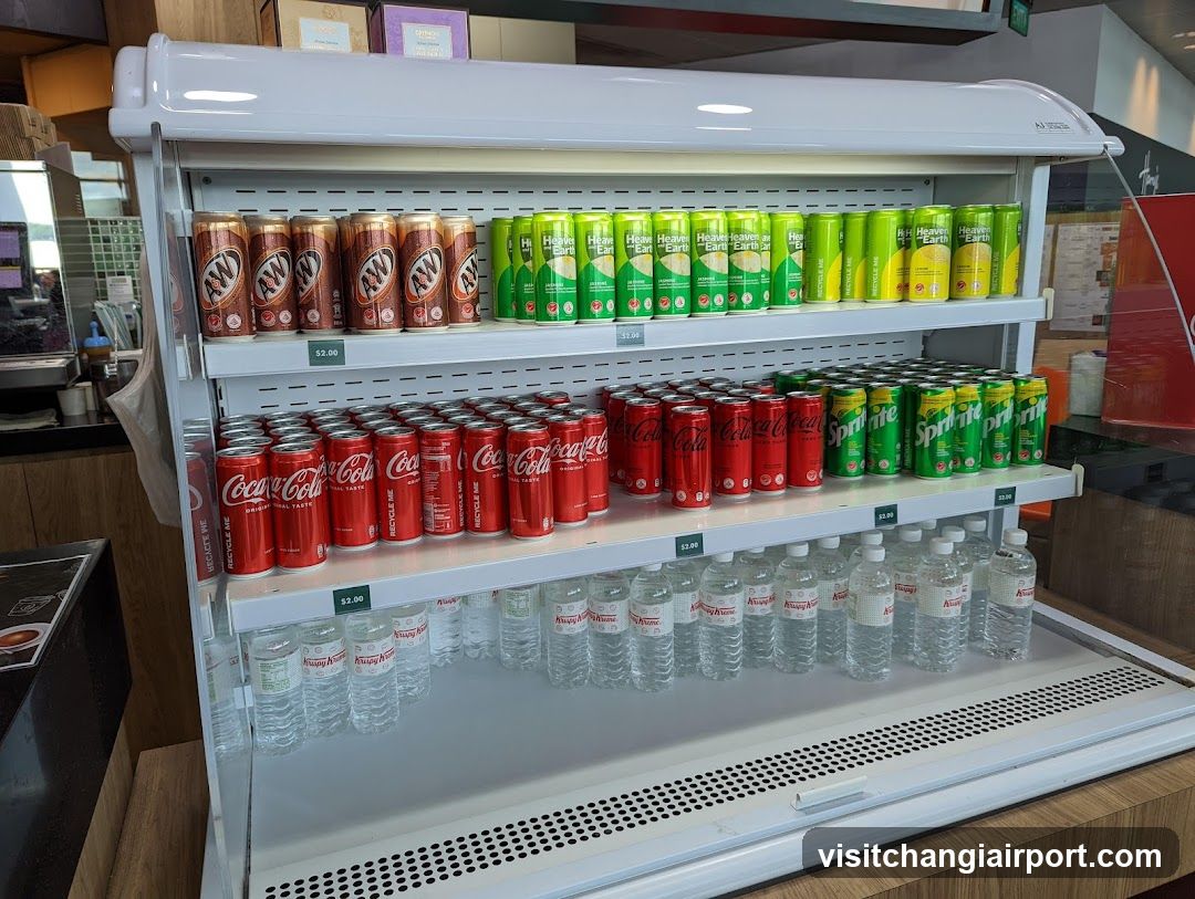Canned and bottled drinks display