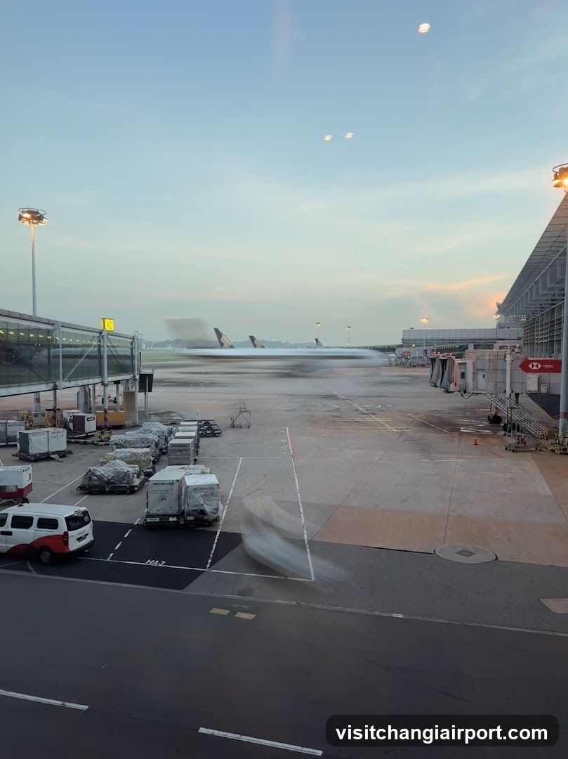 Airport Tarmac View at Dusk