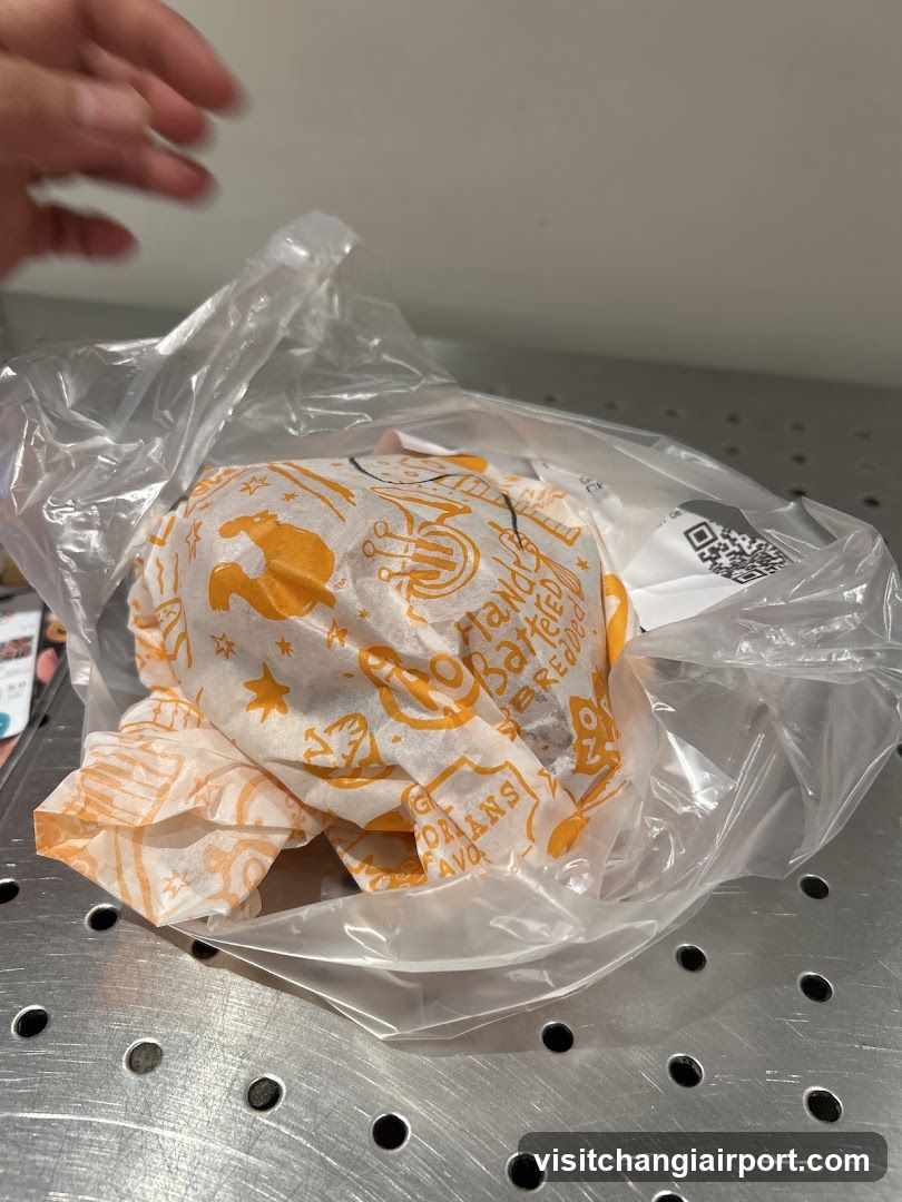 Burger in plastic bag