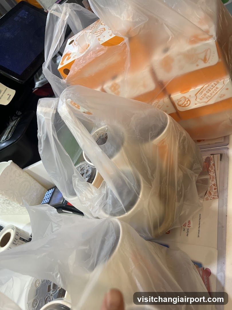 Plastic bags with packaged items