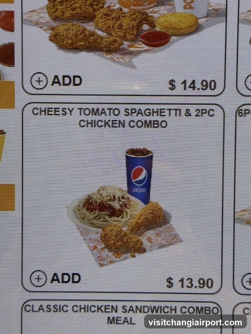 Chicken and Spaghetti Combo Menu