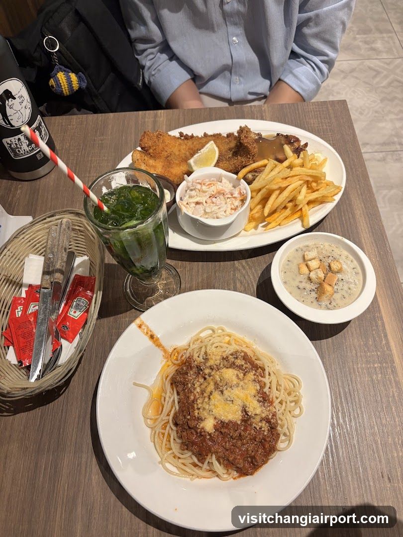 Dining Table with Food and Drinks