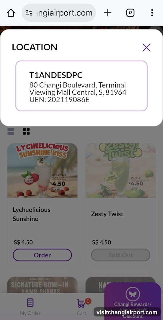 Airport Food Ordering App Interface