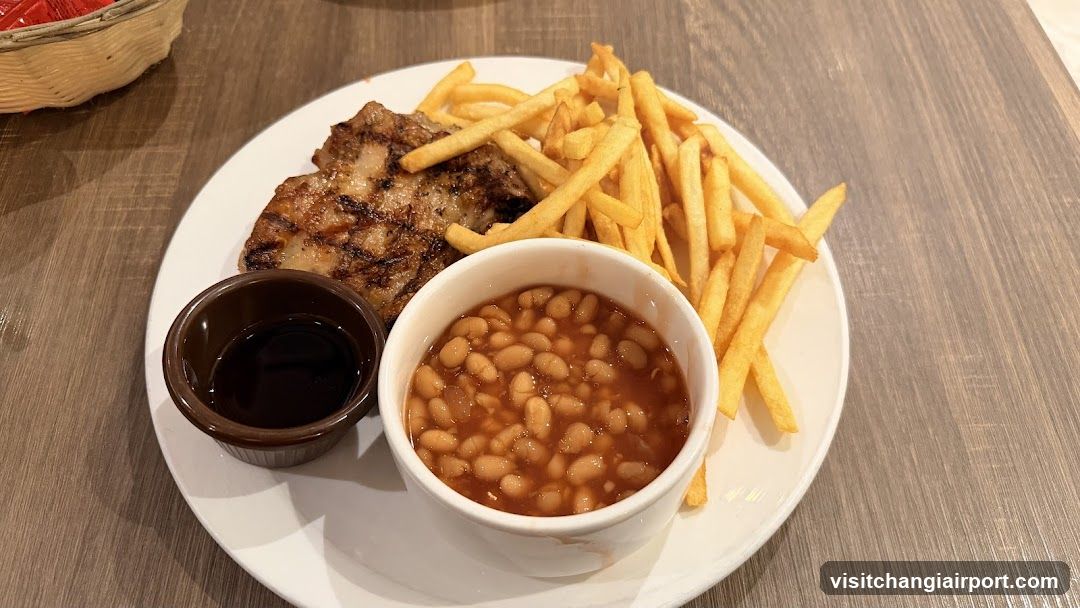 Grilled Meat with Fries and Beans