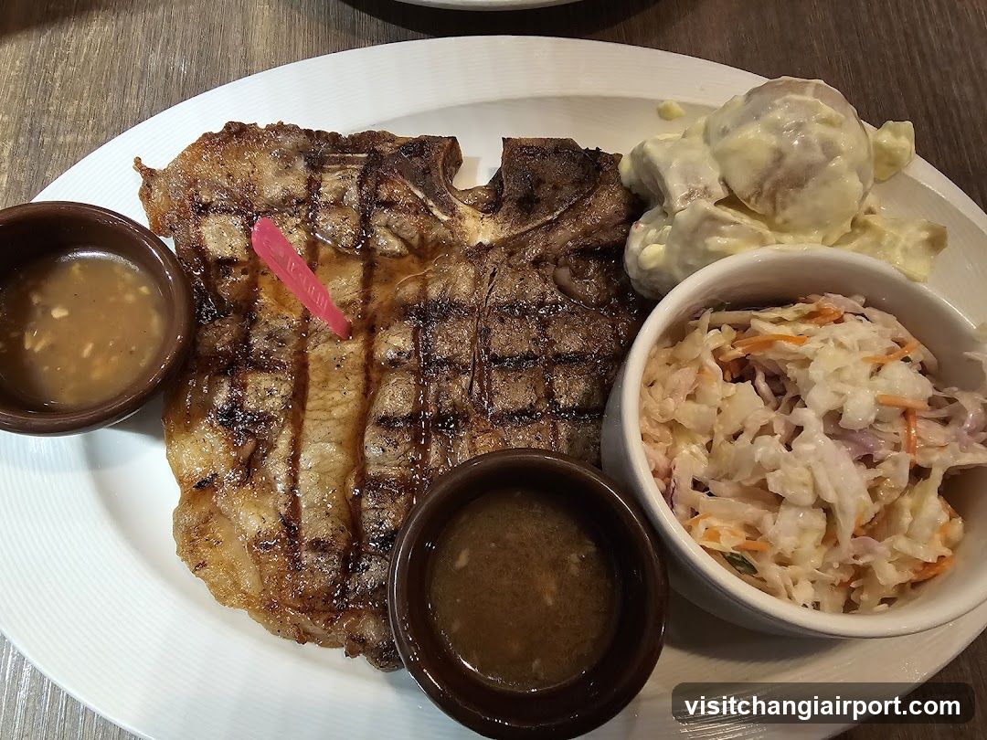 Grilled Steak with Coleslaw and Potato Salad