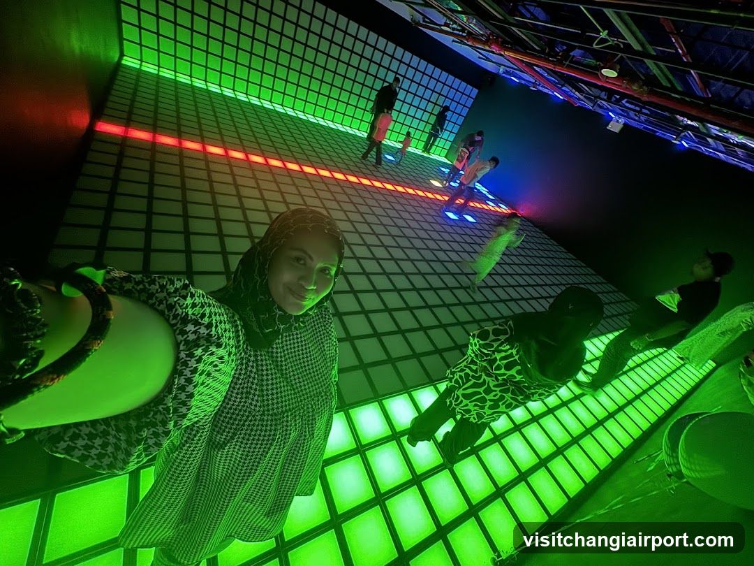 Selfie in Neon-Lit Room