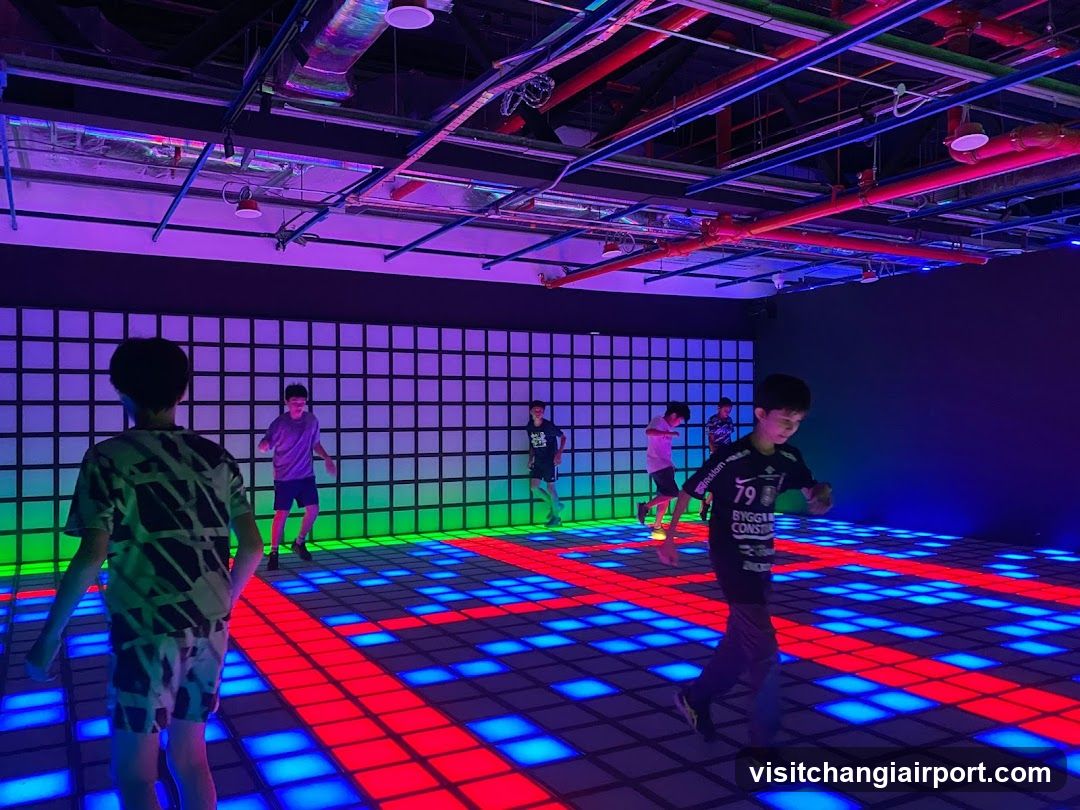 Kids dancing in LED dance floor room