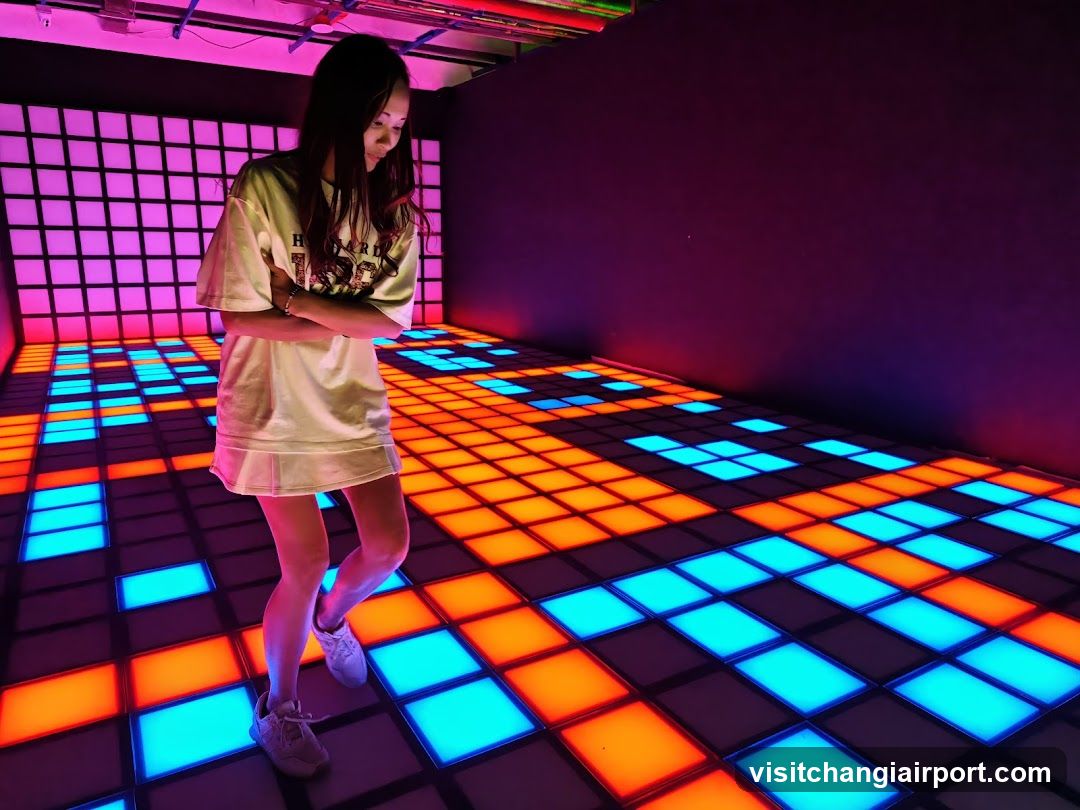 Person in LED Dance Floor Room