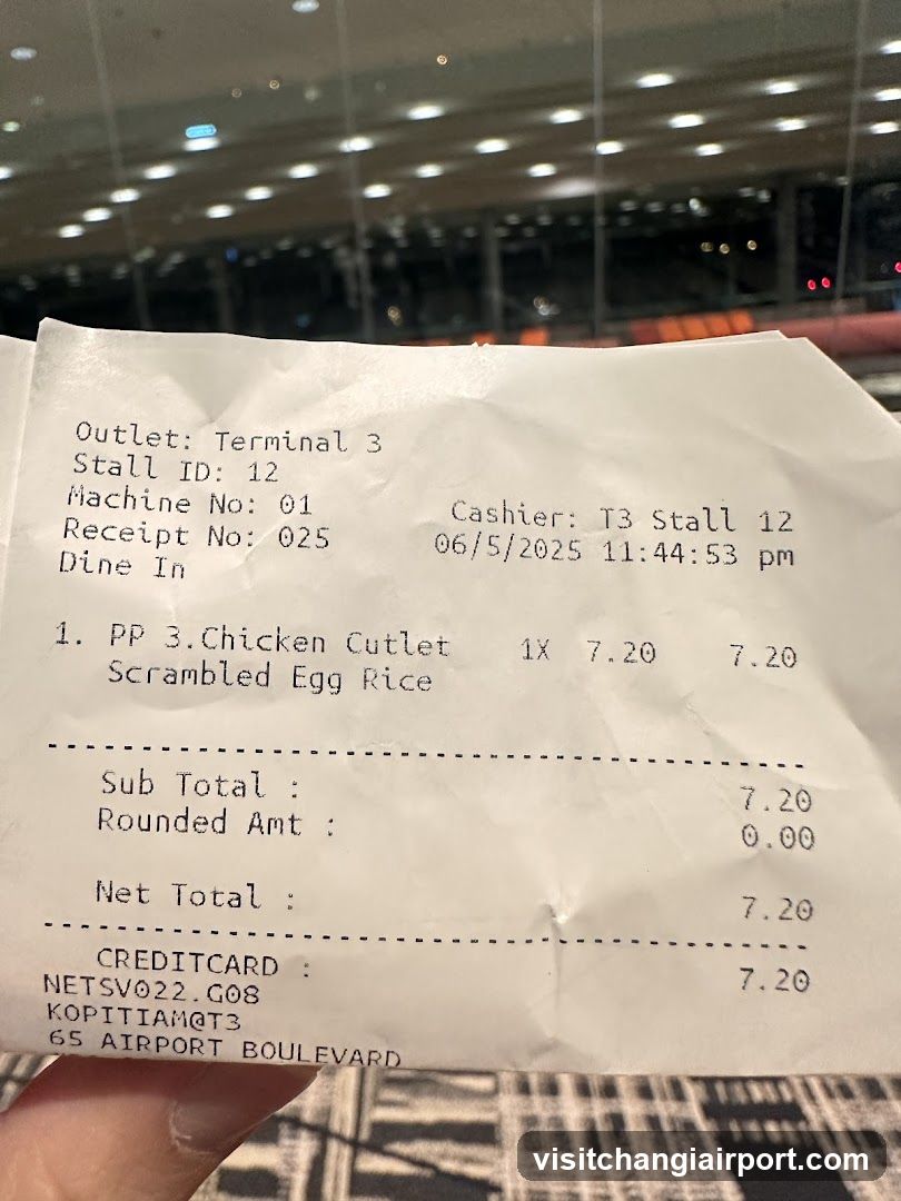 Receipt from Airport Food Stall