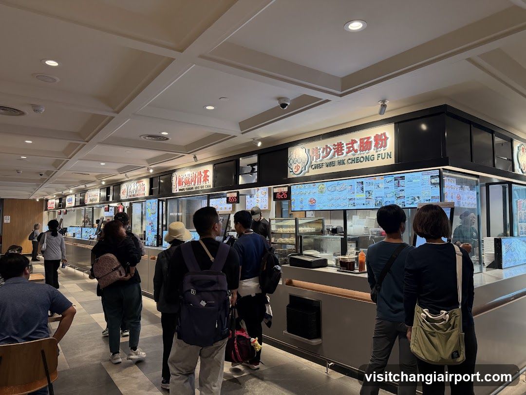 Food Court Interior with Queuing Customers