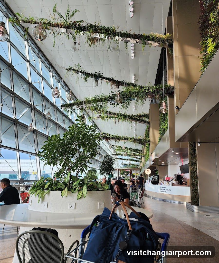 Airport Lounge Interior with Greenery
