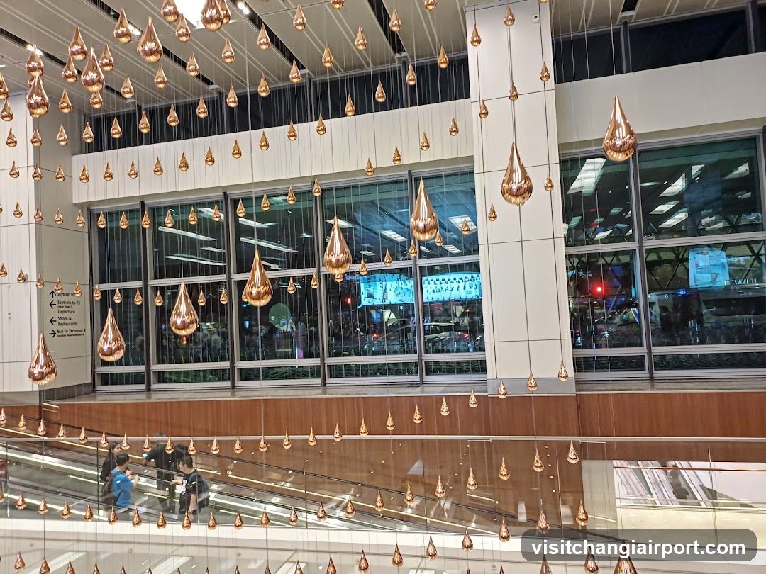 Hanging Copper Decorations in Airport Terminal