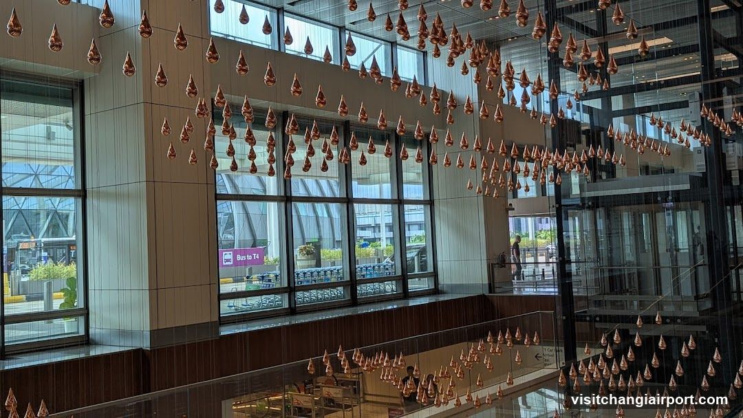 Hanging Copper Art Installation in Airport Terminal