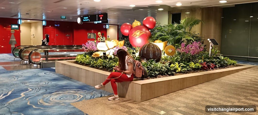 Airport Terminal Interior with Decorative Display